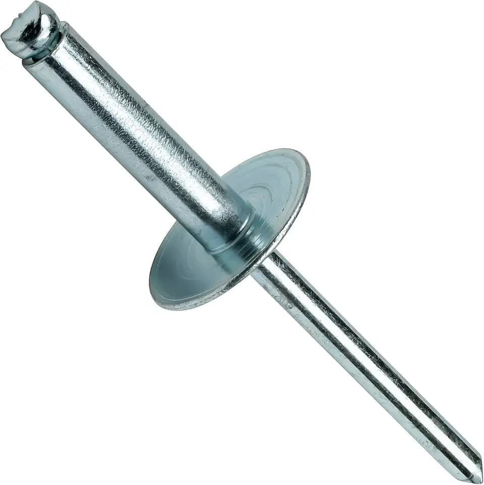Fastenere Large Flange Pop Rivets - 3/16" x 1/2" (50 pcs) Heavy Duty, Open End, Steel Zinc, Corrosion-Resistant, High Tensile & Shear Strength, 6-8 Gap .376" - .500"