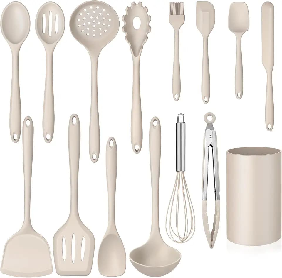 Homikit 15-Piece Kitchen Cooking Utensil Set, Silicone Utensils with Holder