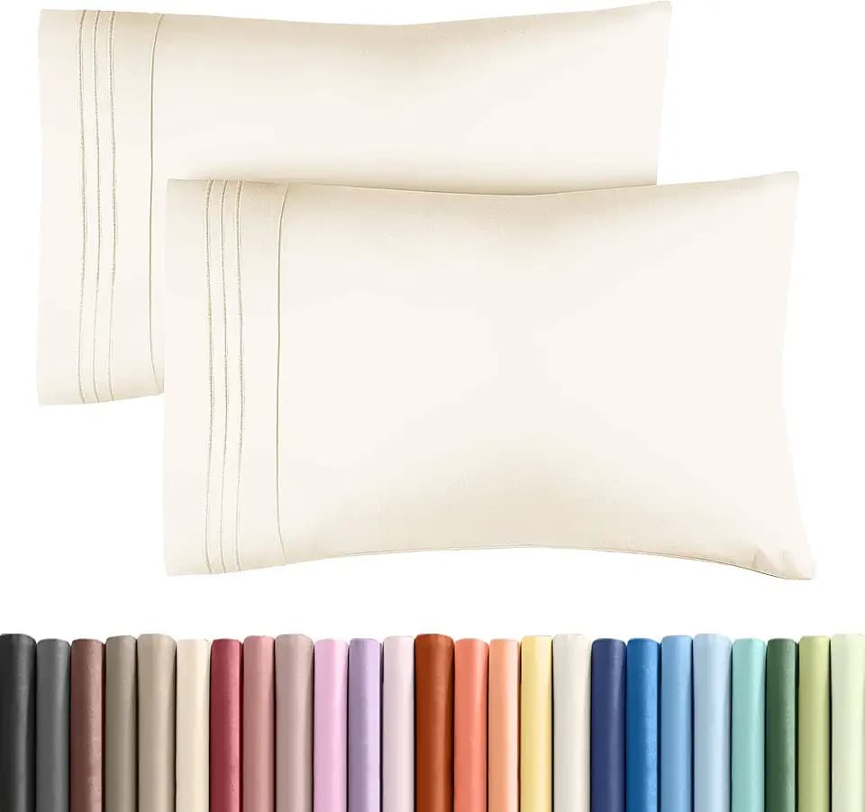 King Pillow Cases Set of 2 - Ultra Soft Cozy Pillowcase Covers - Off White