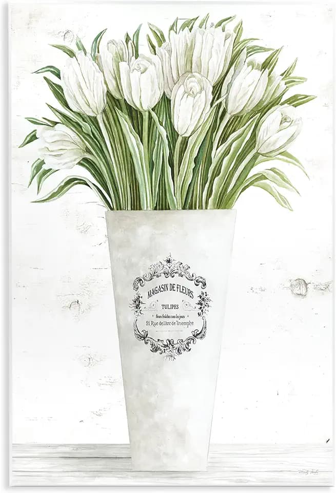 Tulip Bouquet Parisian Vase, 13 x 19 Inch Mounted Print on Wall Plaque