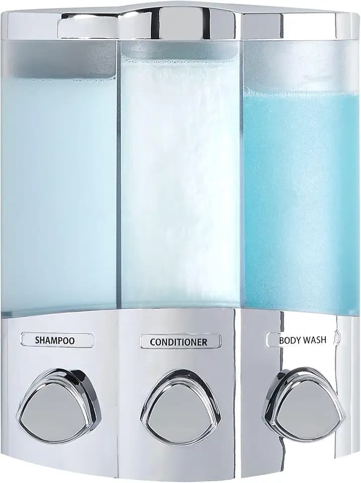 Better Living Products 76344-1 Euro Series TRIO 3-Chamber Soap and Shower Dispenser, Chrome