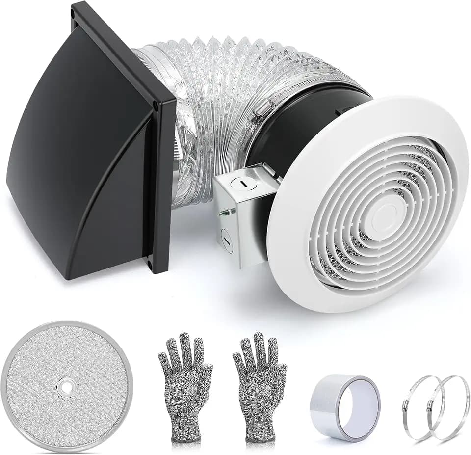 512M 6 Inch Through Wall Exhaust Fan with Aluminum Grease Filter