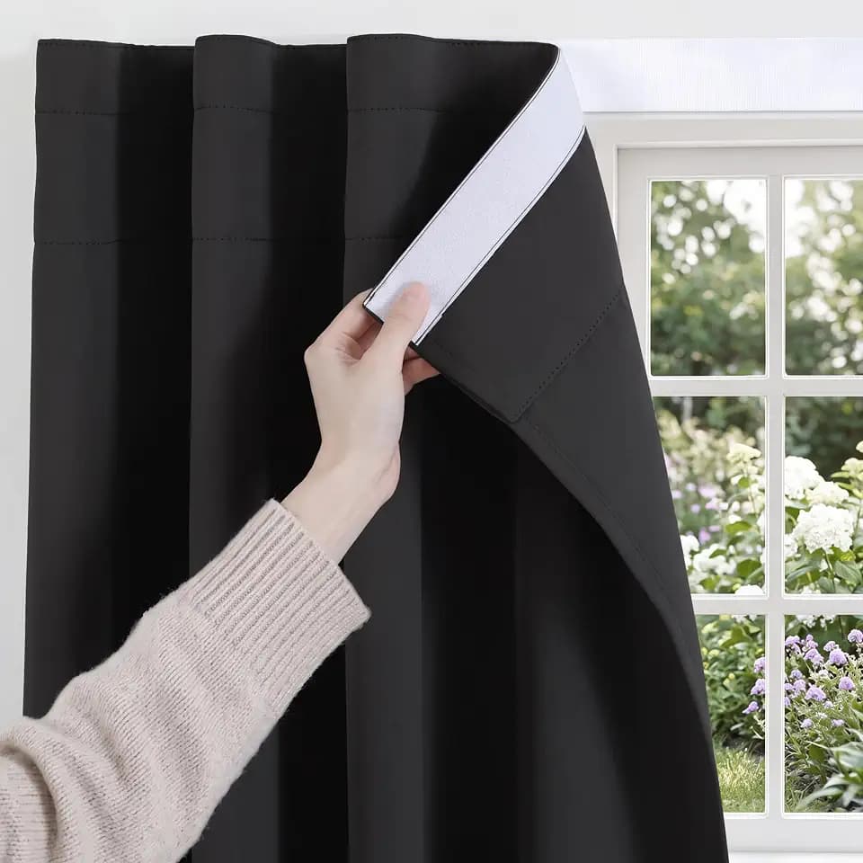 Adhesive Blackout Curtains for Bedroom 45 Inch Long 2 Panels