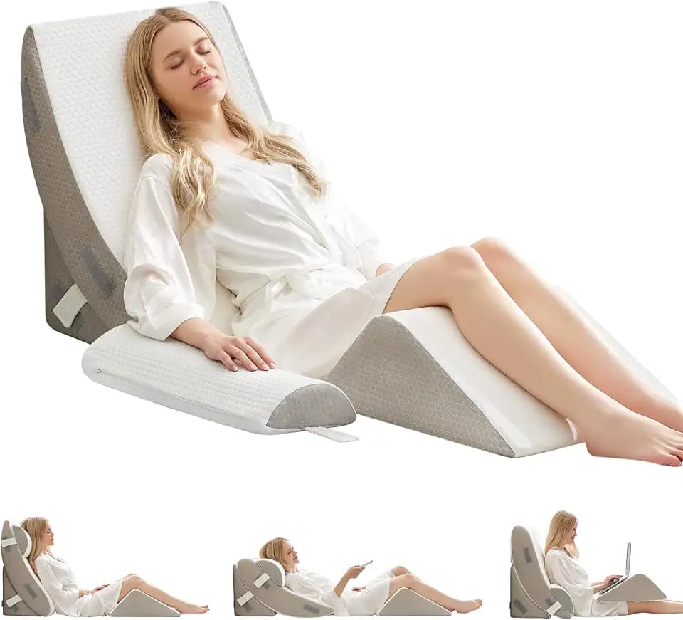BDEUS 4-PCS Orthopedic Bed Wedge Pillow Set for Muscle Pain Relief