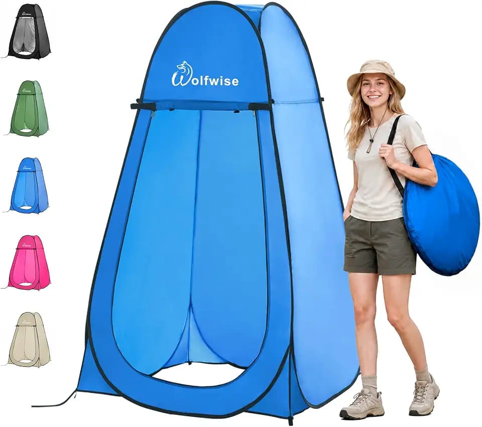 WolfWise Pop Up Shower Tent for Camping Essentials, Compact & Lightweight