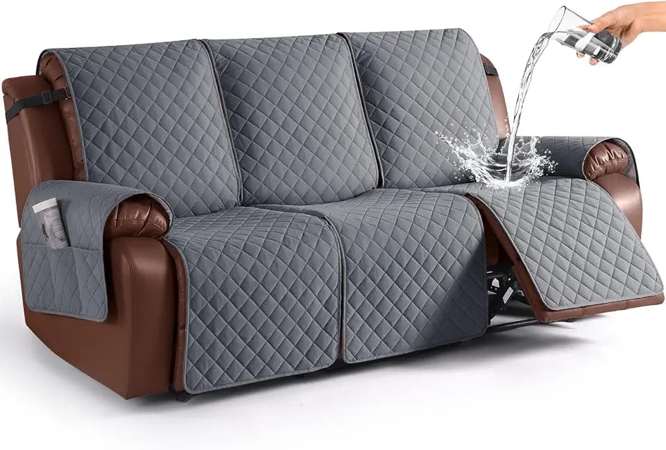 KinCam Waterproof Recliner Sofa Covers Washable, 3 Seater, Dark Gray