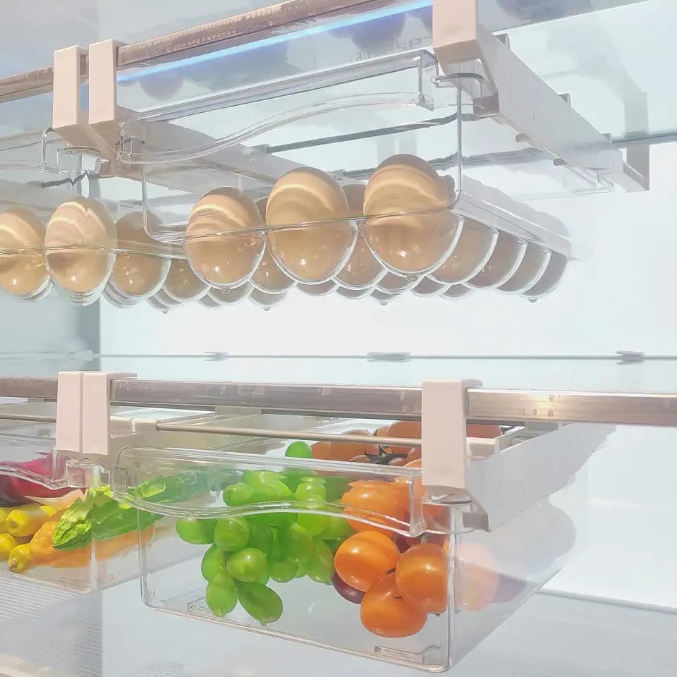 URALFA 2PCS Fridge Drawer Organizer and Egg Holder For Refrigerator