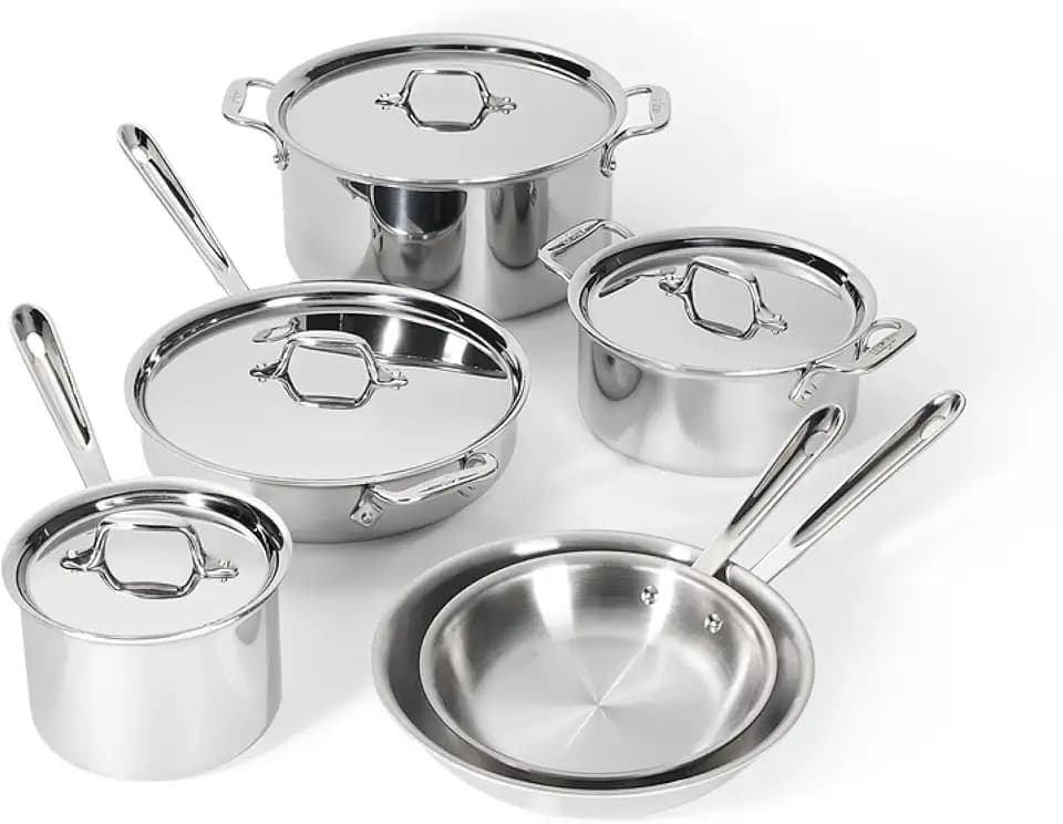 All-Clad D3® Stainless Steel Cookware Set, 10-Piece, Made in the USA