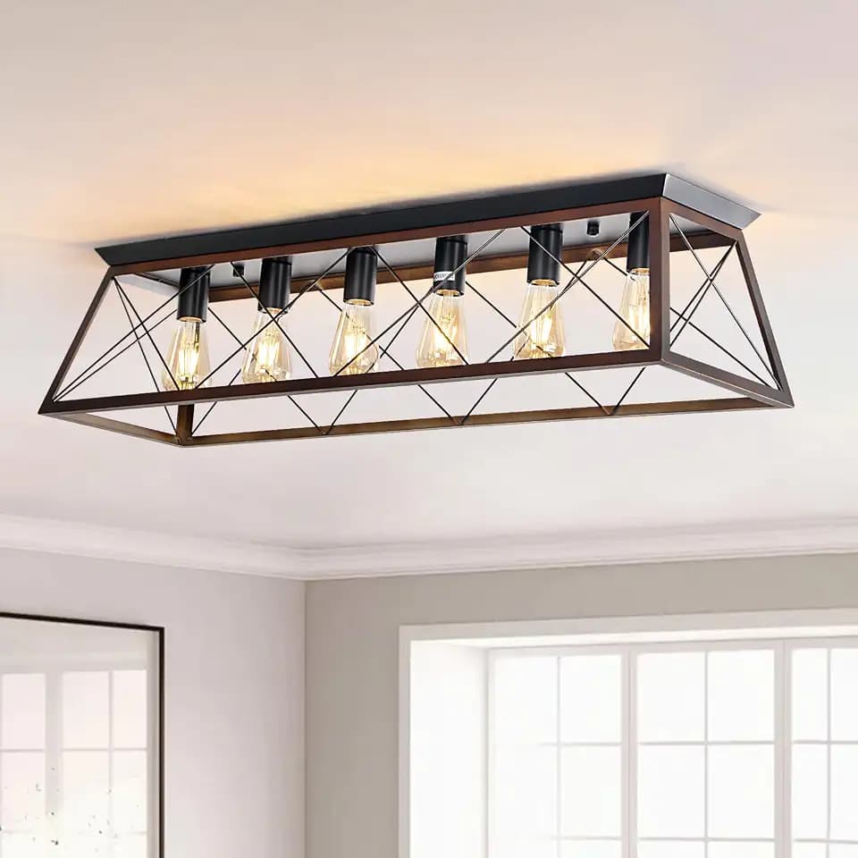 38" Large Brushed Bronze Flush Mount Ceiling Light for Kitchen
