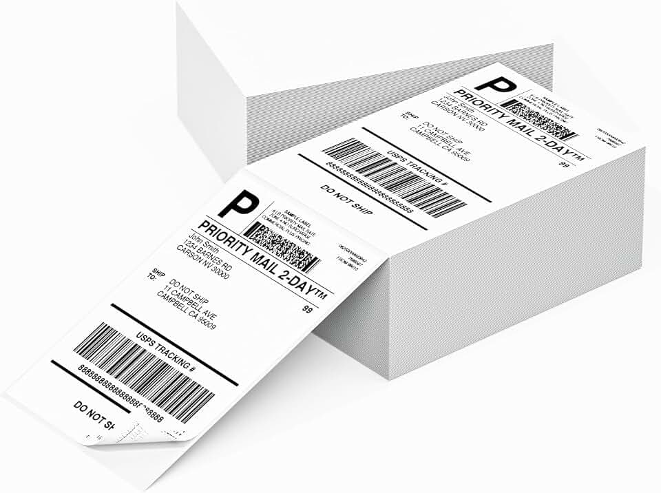 Phomemo Genuine 4X6 Thermal Shipping Label 1000 Labels per Stack - 4x6 FanFold Thermal Labels Compatible with Phomemo Shipping Label Printer, Strong Adhesive Shipping Labels, Commercial Grade