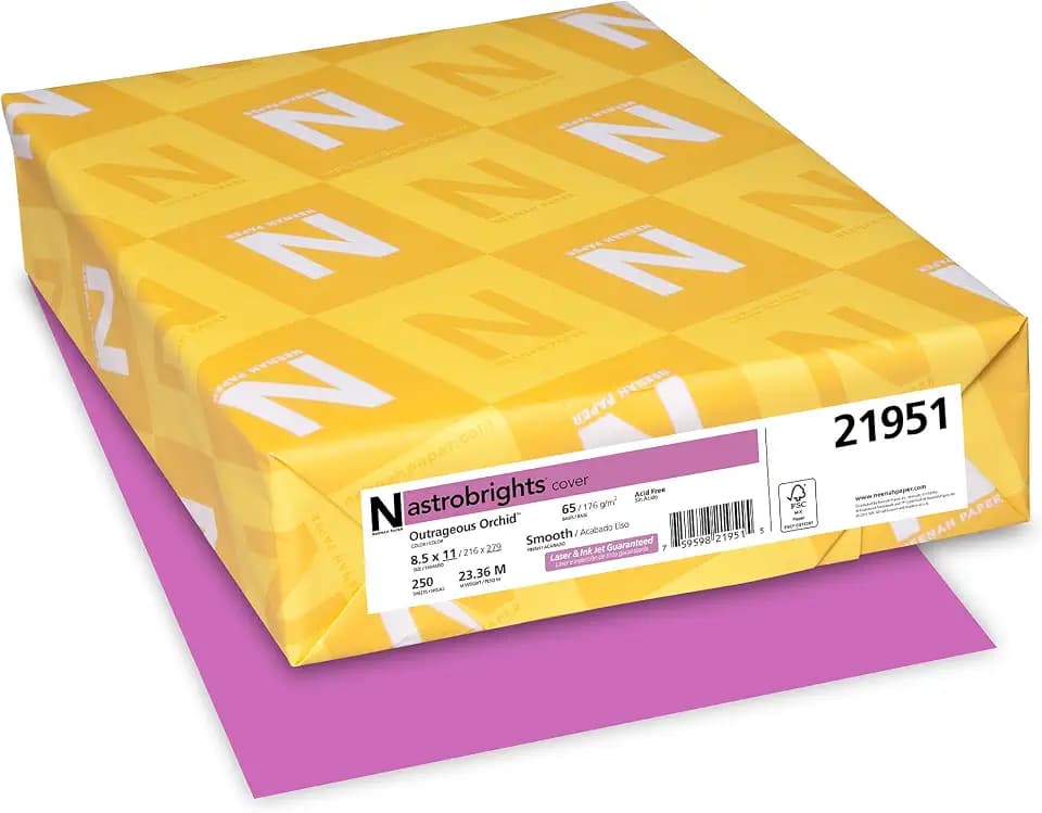 Astrobrights Color Cardstock, 65 lb Cover Weight, 8.5 x 11, Outrageous Orchid, 250/Pack