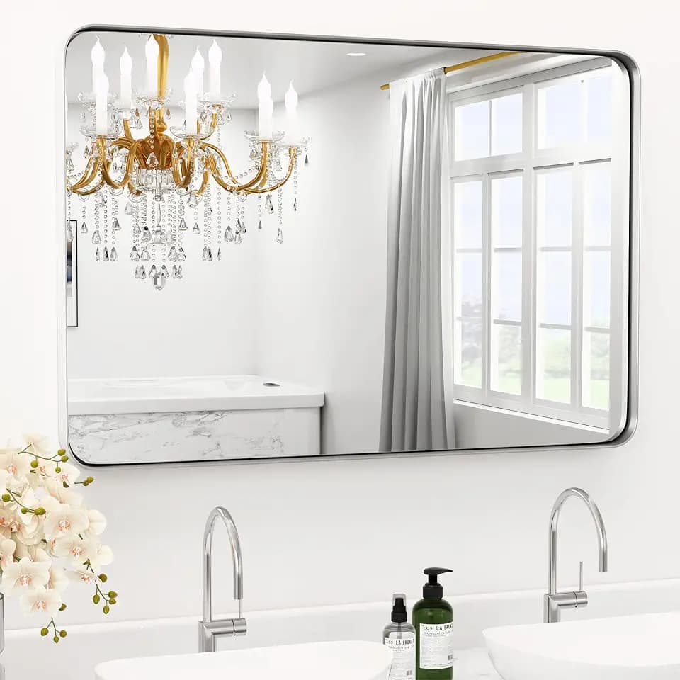 YYXW48 x 30" Brushed Nickel Bathroom Mirrors for Over Sink,Aluminum Frame