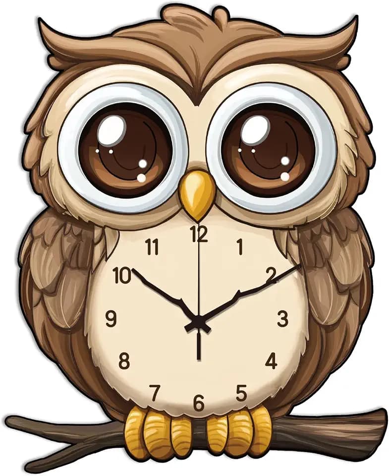 CHGCRAFT Owl Pattern Irregular Shape Wall Clock 16 Inch