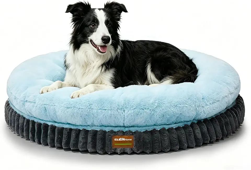ClevaHome Orthopädisches Hundebett für große Hunde, waschbar,76CM,Eisblau