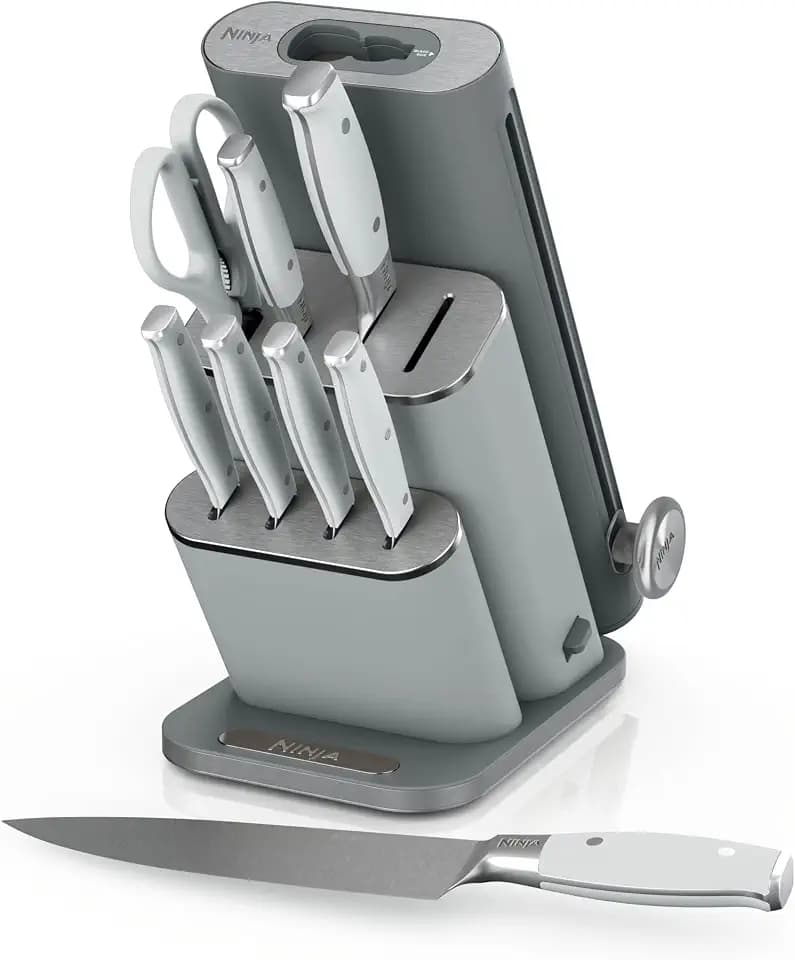 Ninja® NeverDull® 10-Pc German Steel Knife Set, Light Grey, NK32010GY1