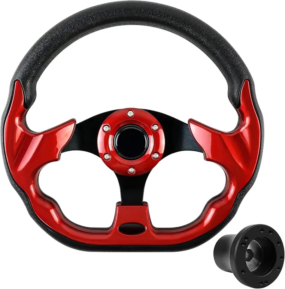 Golf Cart Accessories Steering Wheel D-bottom and Golf Adapter For EZGO TXT & RXV Golf Carts Adapter Skid-(RED)