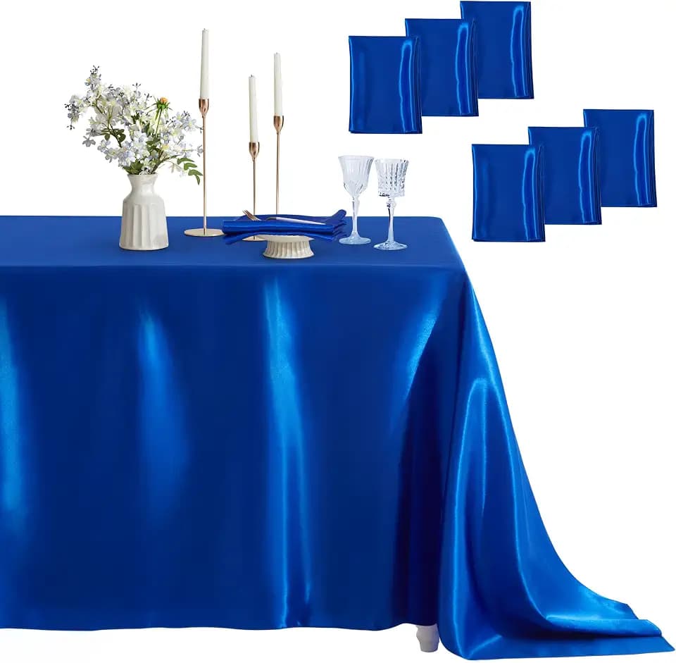 6 Pack Square Satin Table Cover, Royal Blue, 52 x 52 Inches