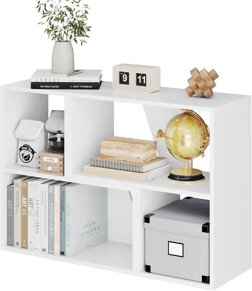 MapleGrace 6 Cube Storage Organizer, Wooden Storage Shelves Bookcase with Back Panels, Stackable Display Bookshelf for Living Room, Bedroom, Study, Hallway, White