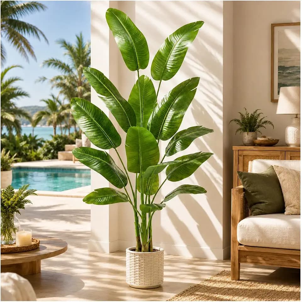 Artificial Bird of Paradise Plant:7FT Tall Fake Traveler’s Palm Tree