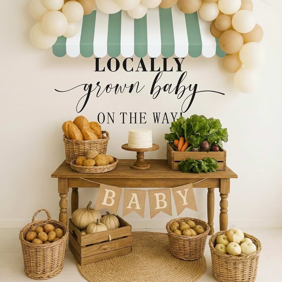 Amyhill 2 Pcs Locally Grown Baby Shower Decorations, Farmers Market Decor