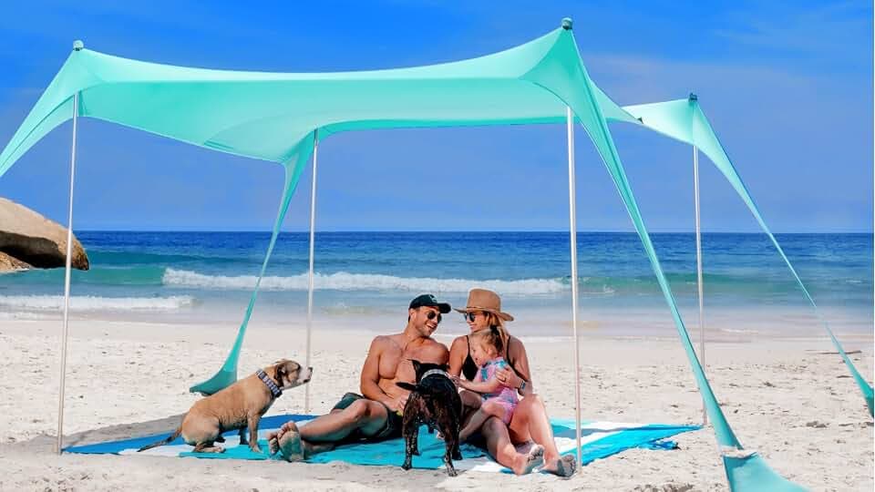 SUN NINJA Beach Tent Sun Shelter, Beach Shade Canopy with UPF50+ Protection