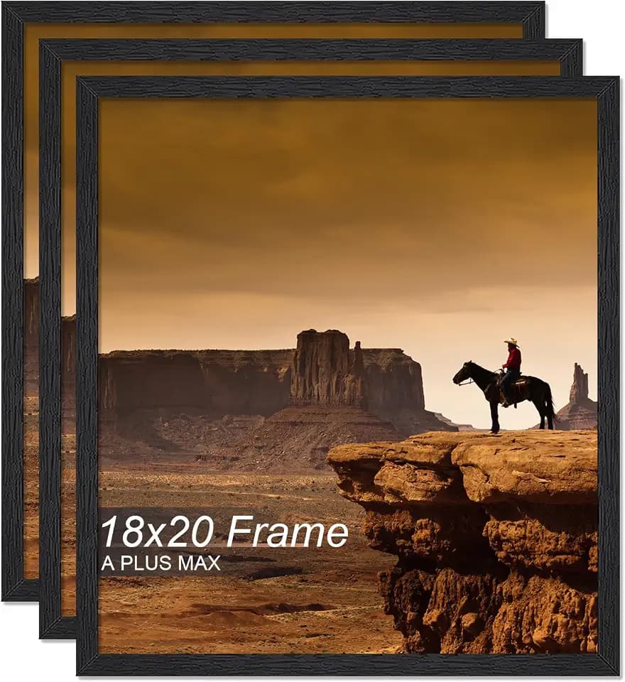 A PLUS MAX 18x20 Picture Frame Set of 3 Black Light Weight Wall Mount