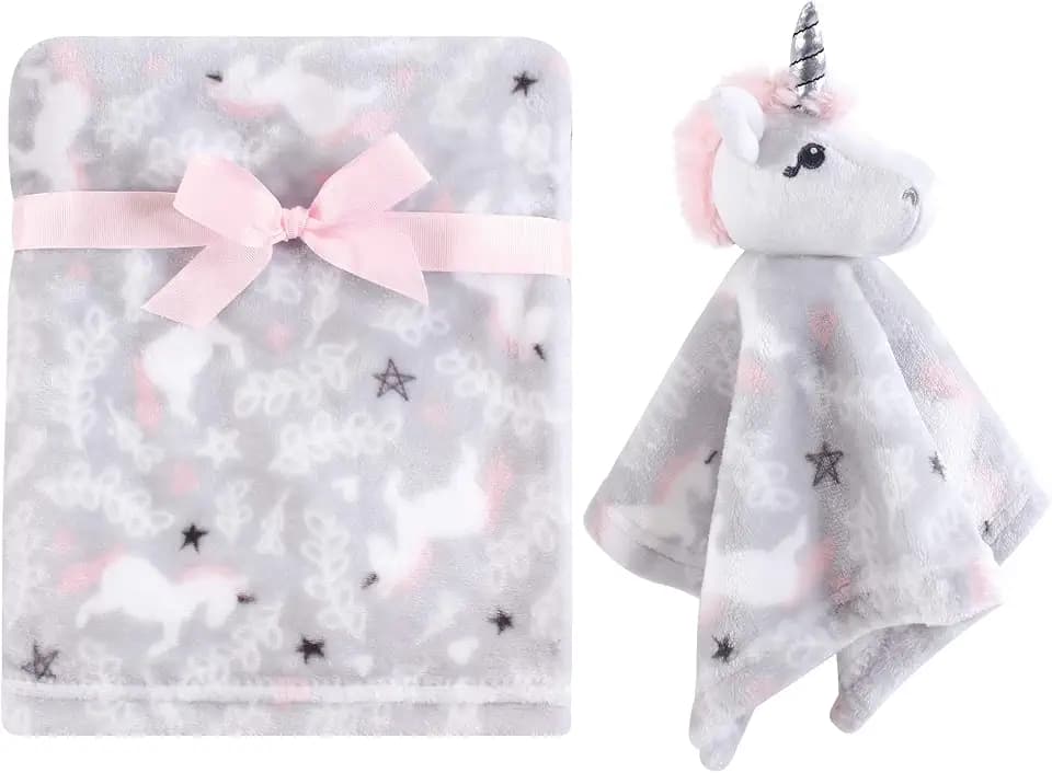 Hudson Baby Unisex Baby Plush Blanket with Security Blanket, Whimsical Unicorn, One Size