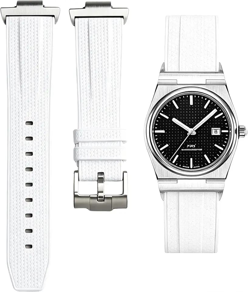 YISIWERA Silicone Watch Band Compatible with Tissot PRX 40mm Watches, Quick Release Rubber Watch Strap with Metal Adapter Sets for Men's Tissot Prx Powermatic 80 Models Replacement