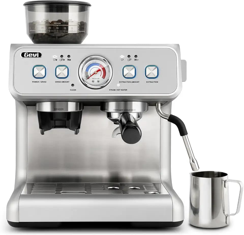 Gevi Dual Boiler Espresso Machine With Built-In Grinder & 58mm Portafilter