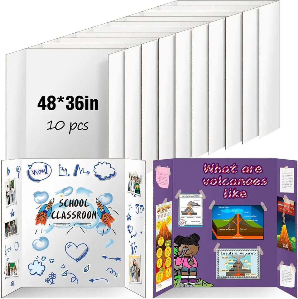 IKAYAS 10 Pack Trifold Poster Board 36" X 48" Double Sided Display Board
