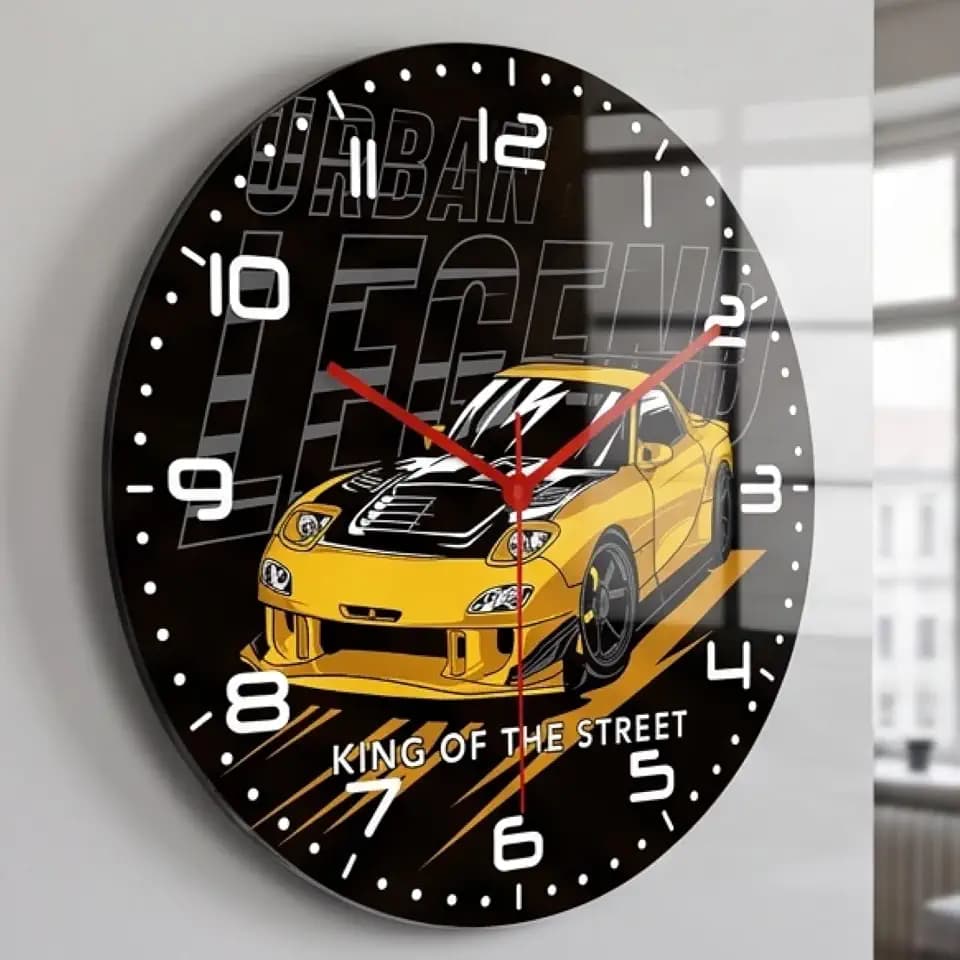 12 Inch Garage Racing Car Wall Clock Silent Battery Operated for Man Cave