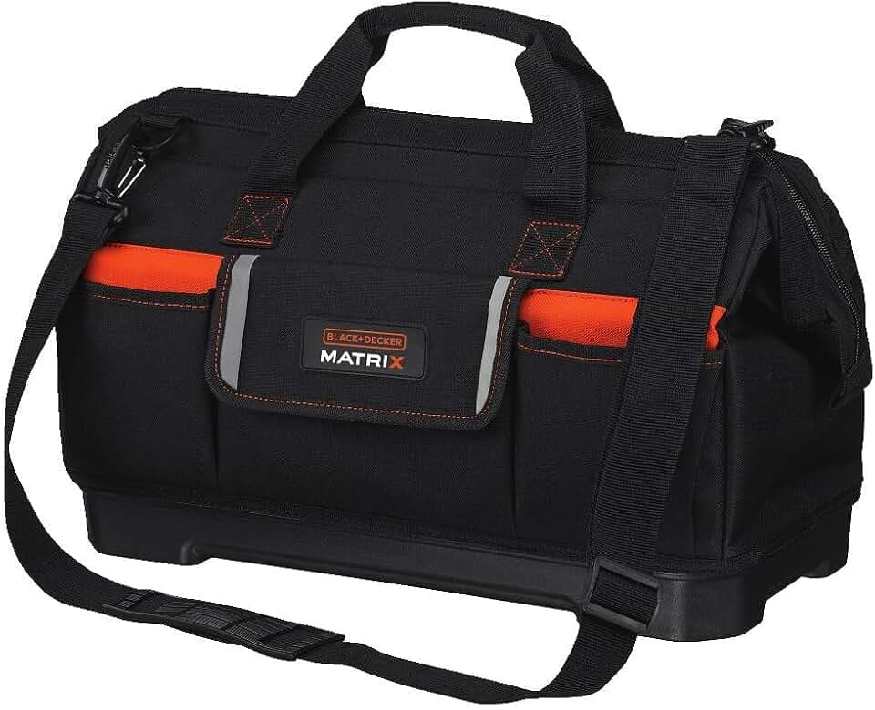 BLACK+DECKER Tool Tote Bag for Matrix System, Wide-Mouth, 21-Inch (BDCMTSB)
