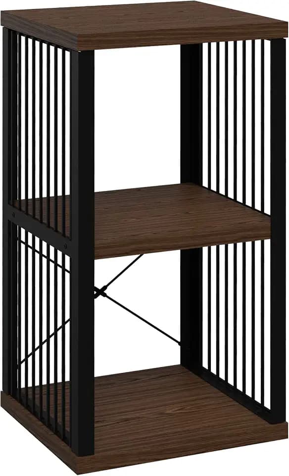 ClosetMaid 2-Cube Storage Organizer Bookshelf, Storage Shelf, Metal Frame, Wood Shelves, Easy Assembly, Black/Apple Walnut