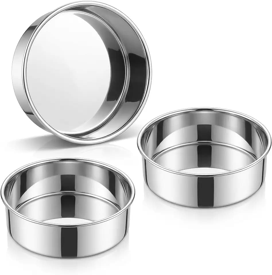Homikit 6 Inch Cake Pan Set of 3, Stainless Steel Round Baking Pans