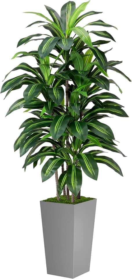 ASTIDY Artificial Plant 5FT Dracaena Fake Tree with Gray Tall Planter