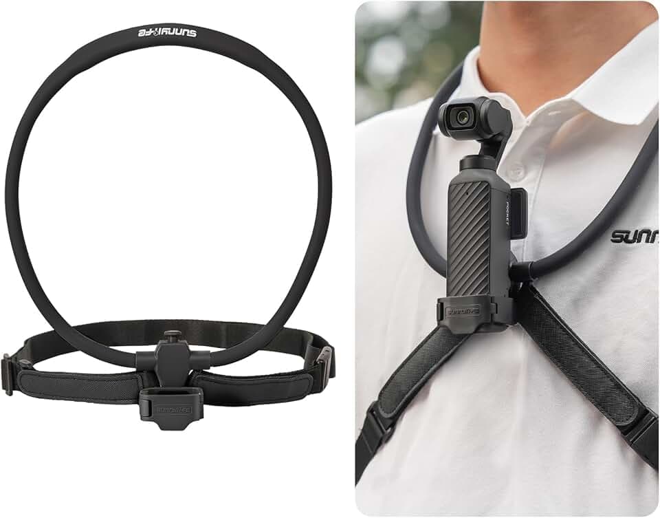 ZJRXM Nackenhalterung für DJI Osmo Pocket 4 Zubehör, Halshalterung mit Brustgurt für DJI Pocket 4/3 Vlog-Kamera, Neck Mount POV Vlog Halterung, Einstellbarer Winkel (Schwarz)