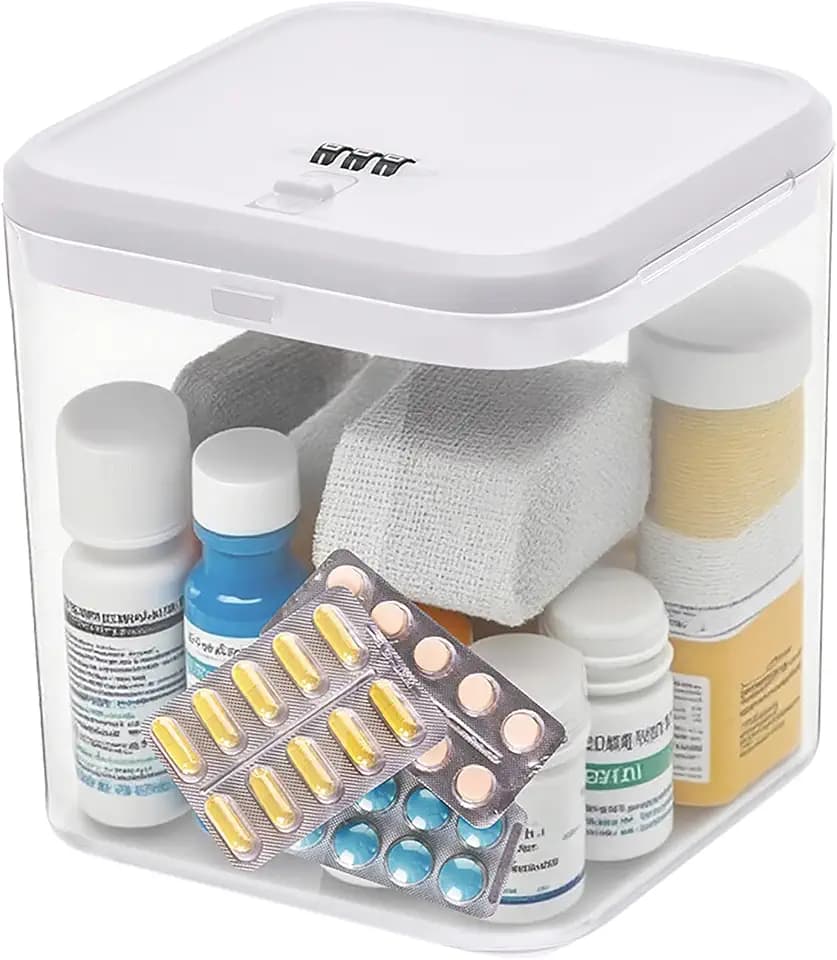 Clear Medicine Lock Box with code, Small Food Snack Phone medication Lock Boxes for Personal Items Combination Electronics Organizer,Phone Jail,Gaming Device Lockable Boxes