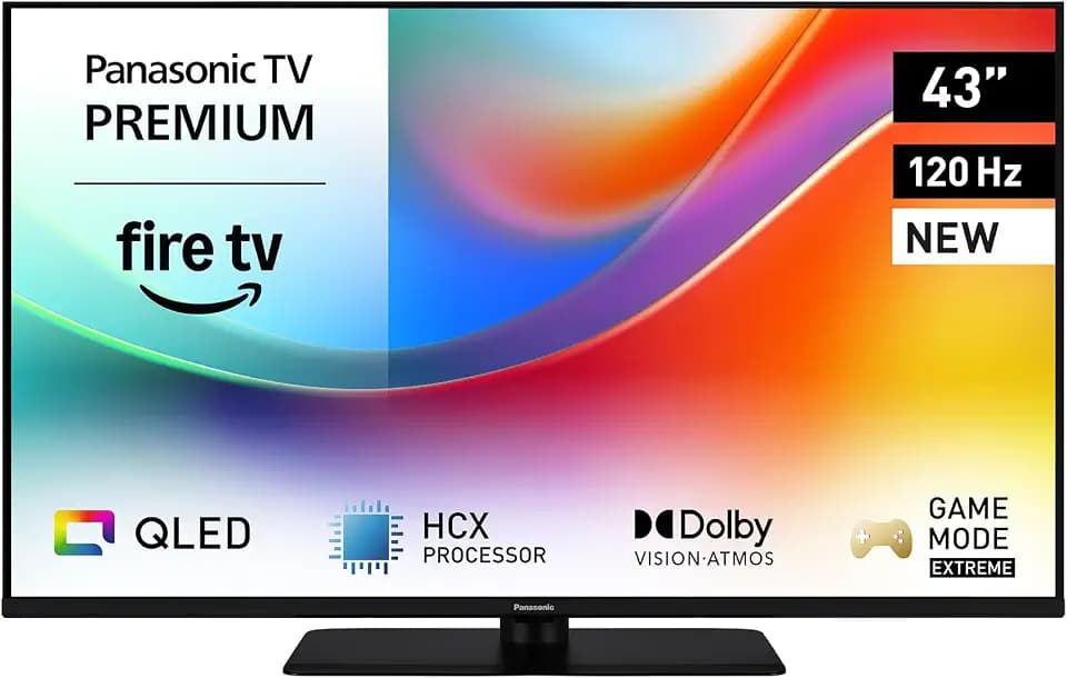 Panasonic Premium TV-43W85BEZ, W85B Serie, 43 Zoll, 4K Ultra HD QLED Smart TV, 2025, 120 Hz, Fire TV, Dolby Vision & Atmos, Game Mode Extreme, Alexa Sprachsteuerung, Apple Support, Bluetooth, Schwarz