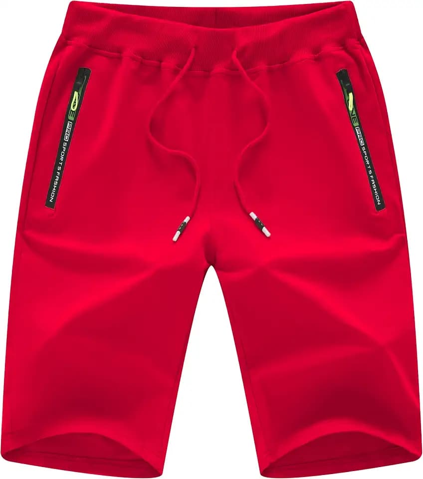 CREATMO US Men's Shorts Zipper Pocket Elastic Waist Stretch Summer Casual Beach