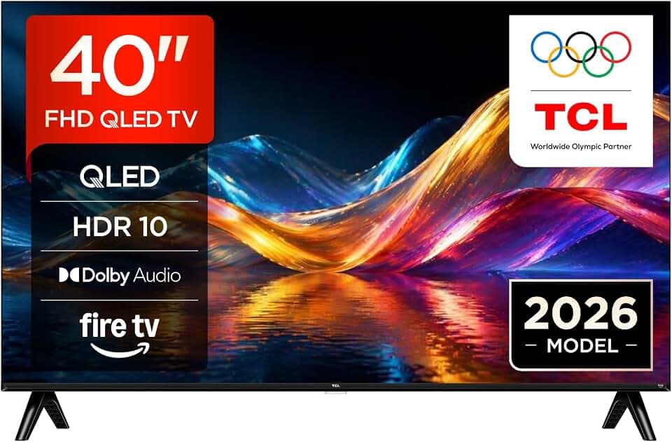TCL 40V5D QLED 40 Zoll Fernseher, Full HD HDR Smart TV, Fire TV, Direct LED | Apple AirPlay 2, Alexa-kompatibel, Rahmenloses Metalldesign