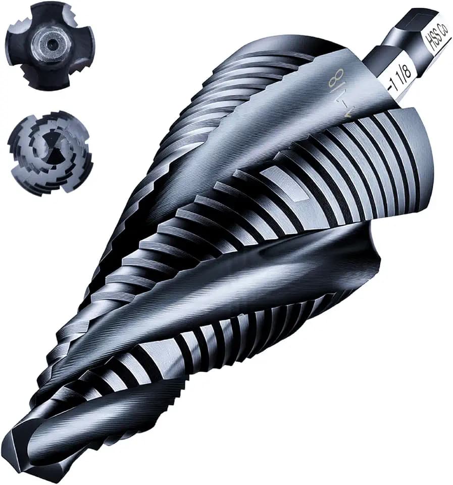 toolant M35 Cobalt Step Drill Bit, 1/4"-1-1/8", TiAlN, 1/4" Hex Shank