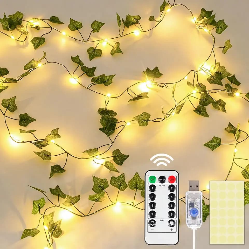 DomeStar 40 FT 120 LED Fairy Lights with Vines, Vines with Light, Curtain