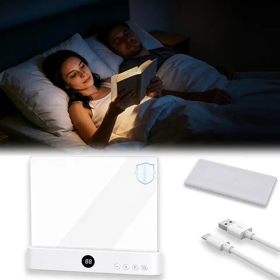 Book Light Panel, Flat Book Light Rechargeable, Acrylic Clear Smart LED Reading Lights with Brightness Adjustment, Full Books Page Lights with 3 Colors & Timer for Readers (White)