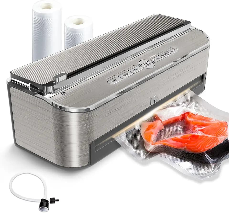 Mesliese Vacuum Sealer, 85kPa 120W, Dry & Moist Mode, 2 Rolls + 5 Bags