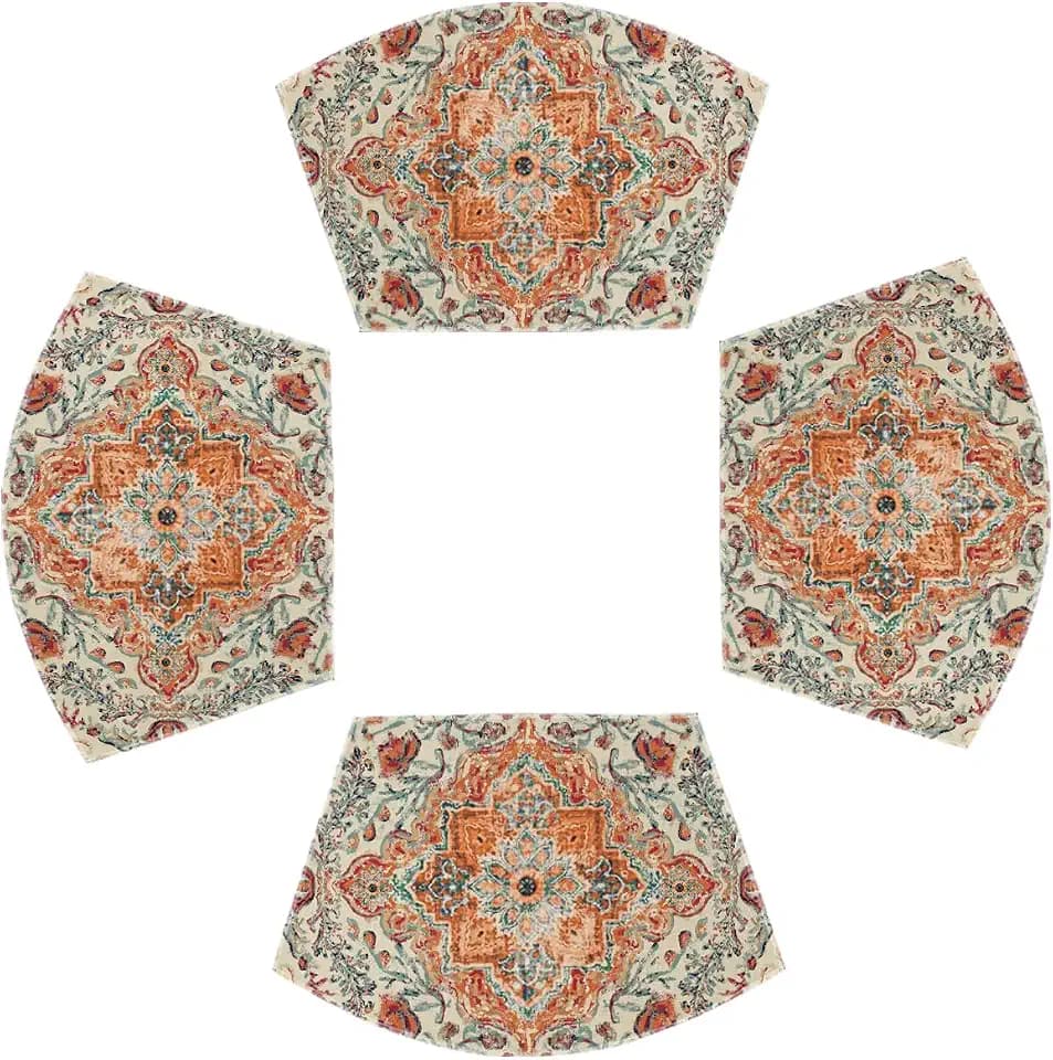 Artoid Mode Farmhouse Bohemian Wedge Shaped Placemats Set of 4, Seasonal Home Dining Table Mat for Round Table
