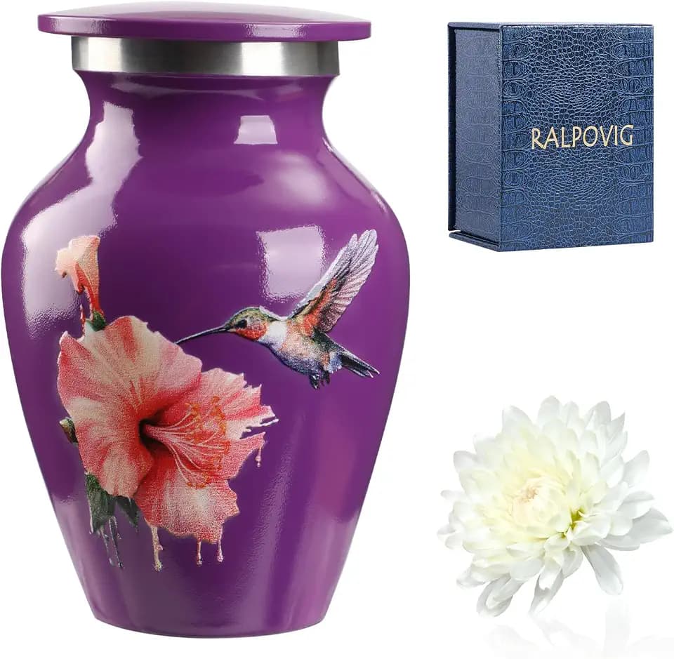 Small Urn for Ashes, Keepsake for Adults (Purple, Aluminum)