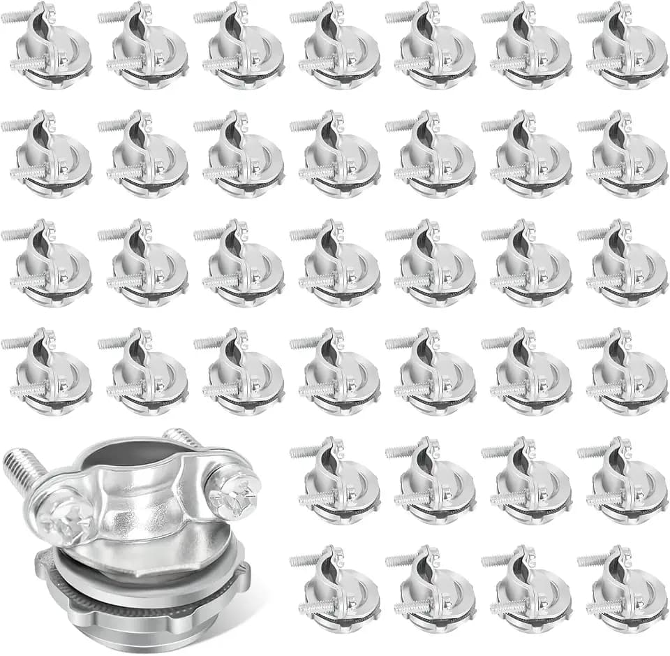 36 Pack 1/2" Clamp Type Cable Connectors for Romex, Zinc Alloy Wire Clamps