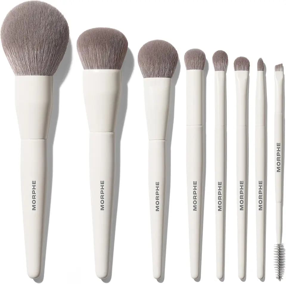 Morphe Best of Blends 8 Piece Makeup Brush Set - Face and Eye Makeup Brushes for Foundation, Concealer, Powder, Blush, Eyeshadow & Brows - Professional Brush Kit (8 ct)