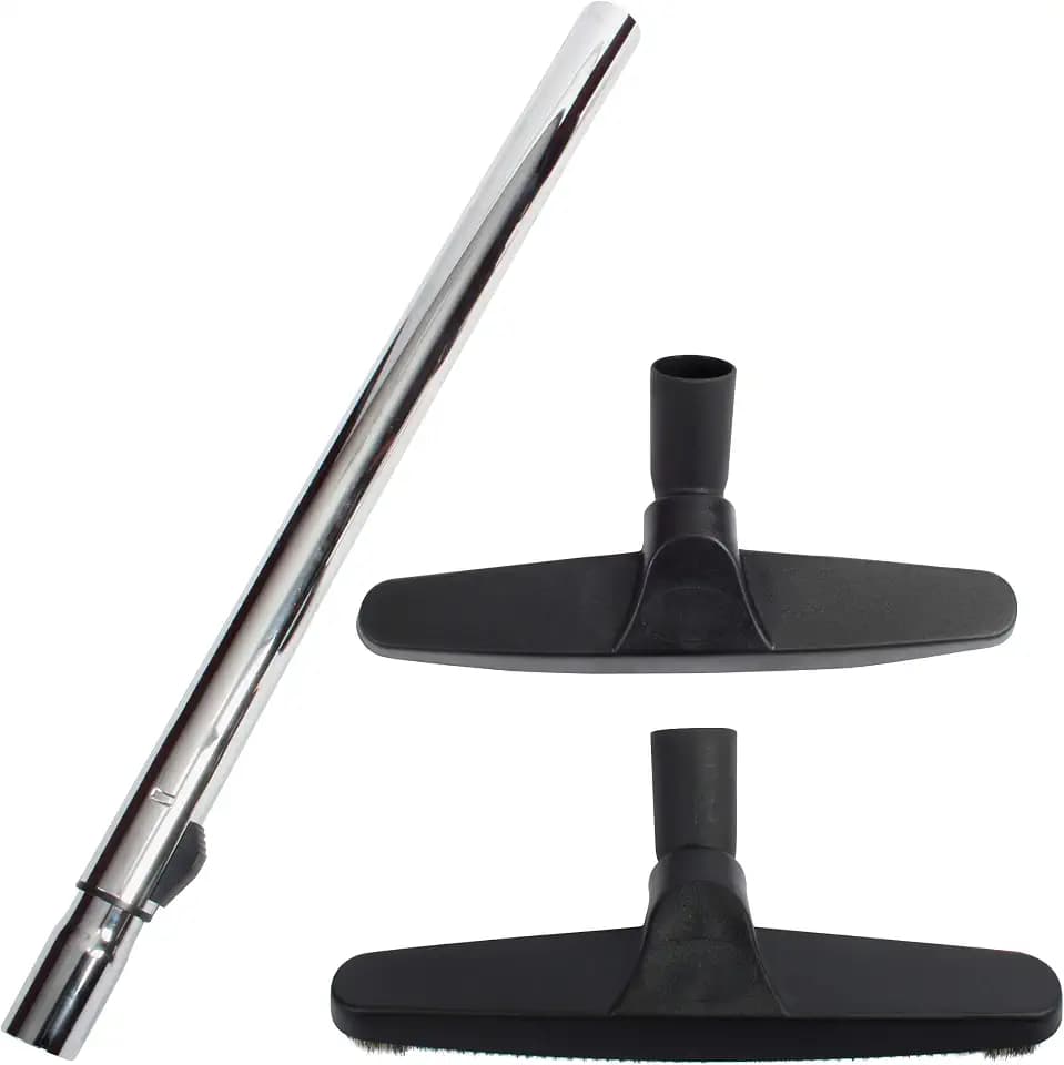 Cen-Tec Systems 95677 Chrome Telescopic Wand, Scalloped Carpet Tool and Natural Fill Floor Brush for 35mm Diameter (1.375") Vacuum Cleaners, Black