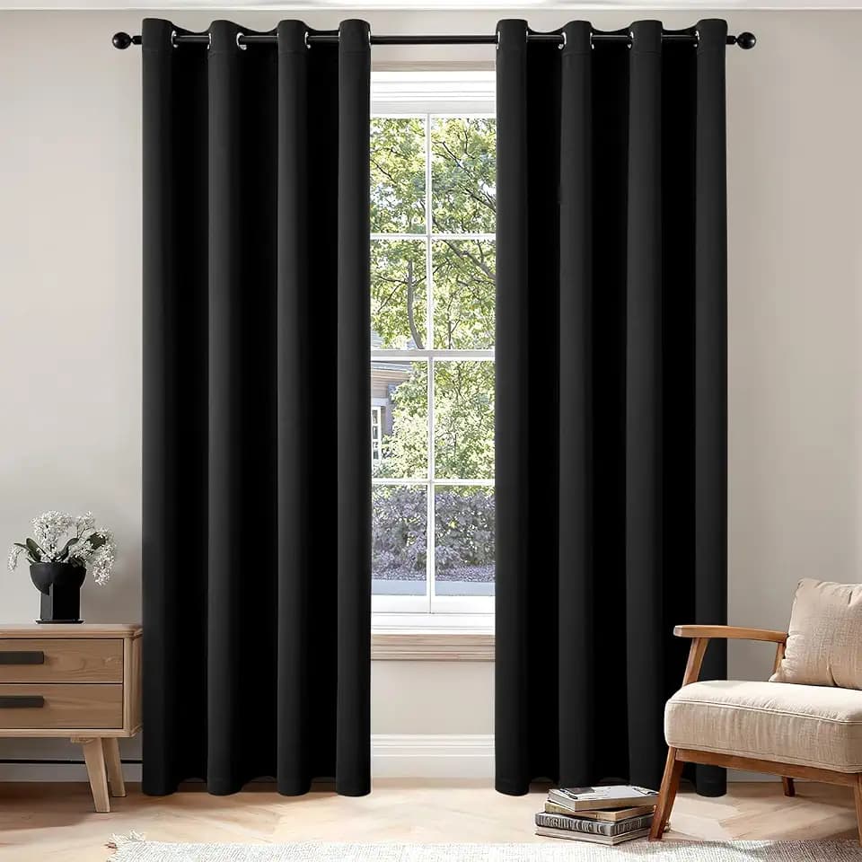 MIULEE Black Blackout Bedroom Curtains Drapes 84 Inch Long 52"x84"